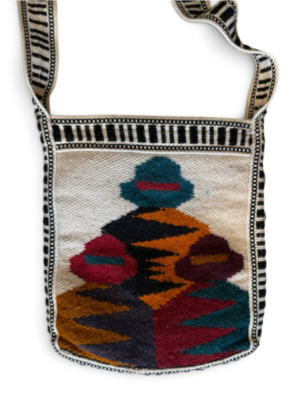 Vintage Ecuador Woven Tapestry Crossbody Bag Folk Art Shoulder Purse - Picture 7 of 10